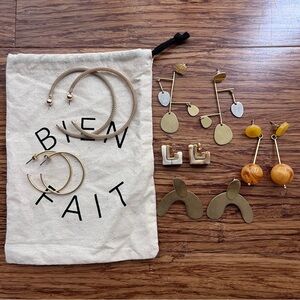 6 Pairs Assorted Gold and Yellow Anthropologie and Madewell Earrings Set